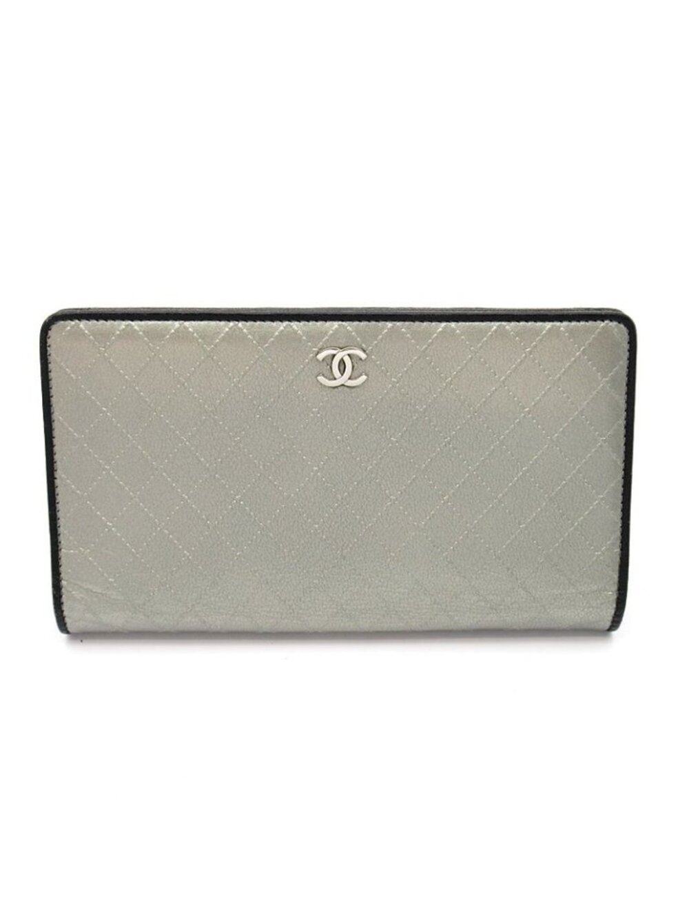 Chanel Bicolor Wallet Lambskin Silver